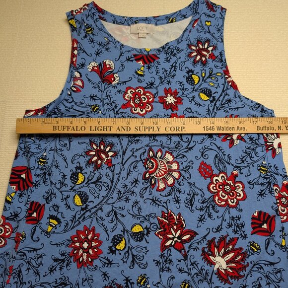Loft Outlet vibrant tank a-line floral swing dress - size L - blue/red/white - Picture 4 of 6